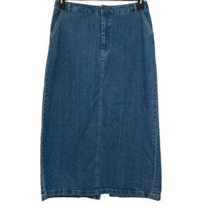 Kim Rogers Long Skirt Blue Jean Cotton Denim Maxi Classic Casual Boho‎ Sz 14